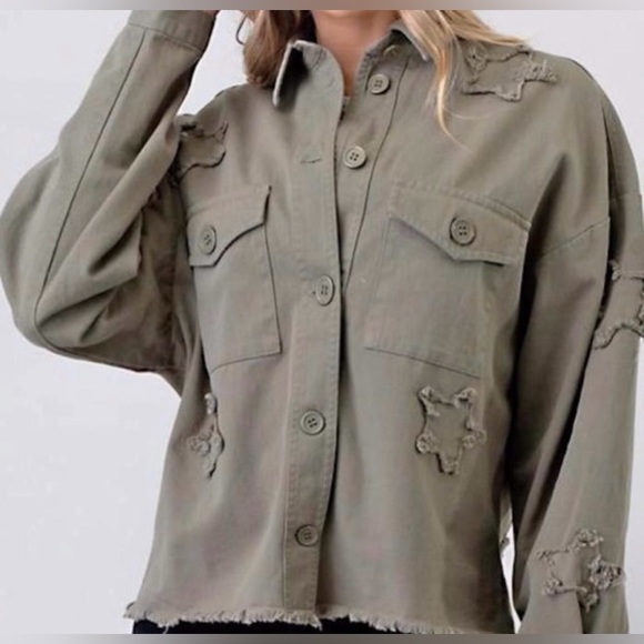 Newbury Kustom Green Jacket with Star Patches - Picture 2 of 4